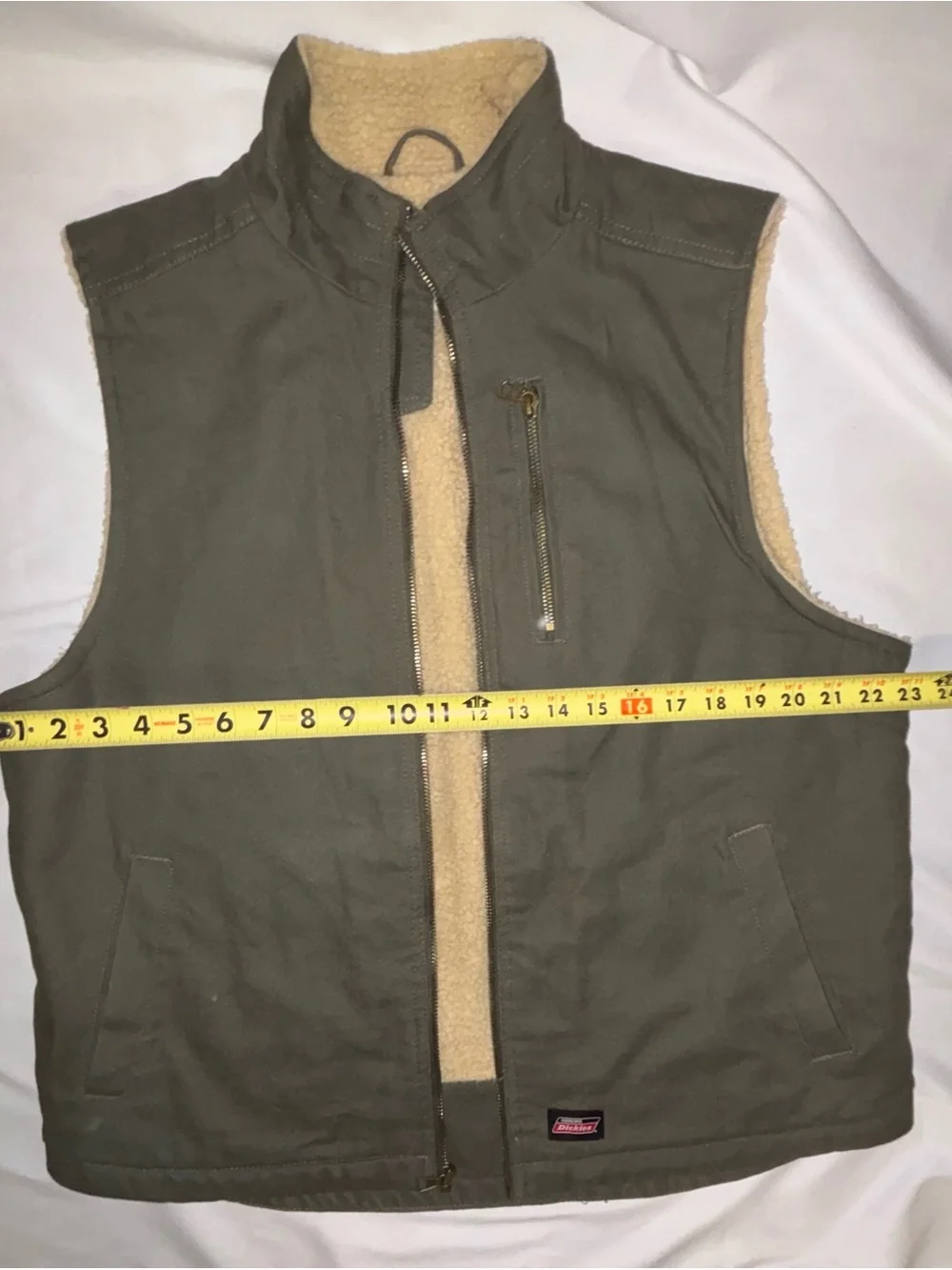 Dickies Mens Sherpa Lined Canvas Work Vest Sage Green Size L